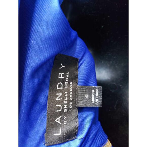 Laundry by Shelli Segal Midi Dress Womens Size 6 Blue Asymmetric Neck Sleeveless - Picture 12 of 14